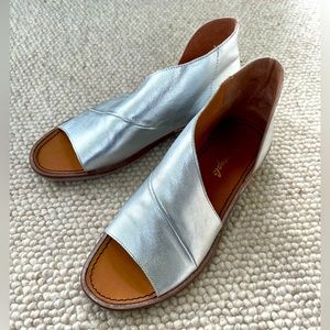 Free People Silver Leather Mont Blanc Sandals 38 8